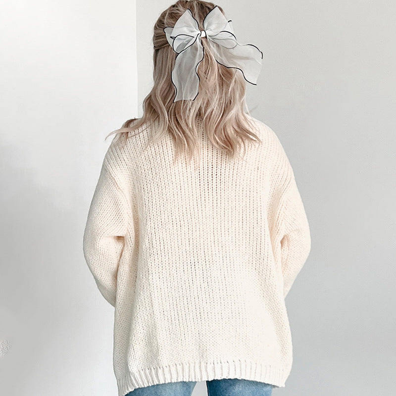 Pumpkin Embroidered Knit Cardigan