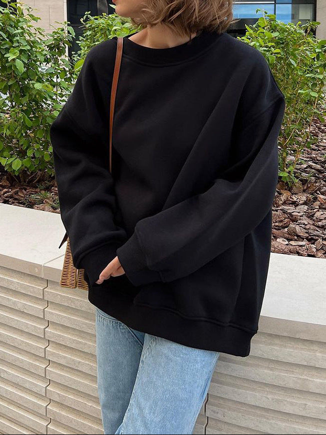 Relaxed Fit Fleece Pullover Sweatshirt
