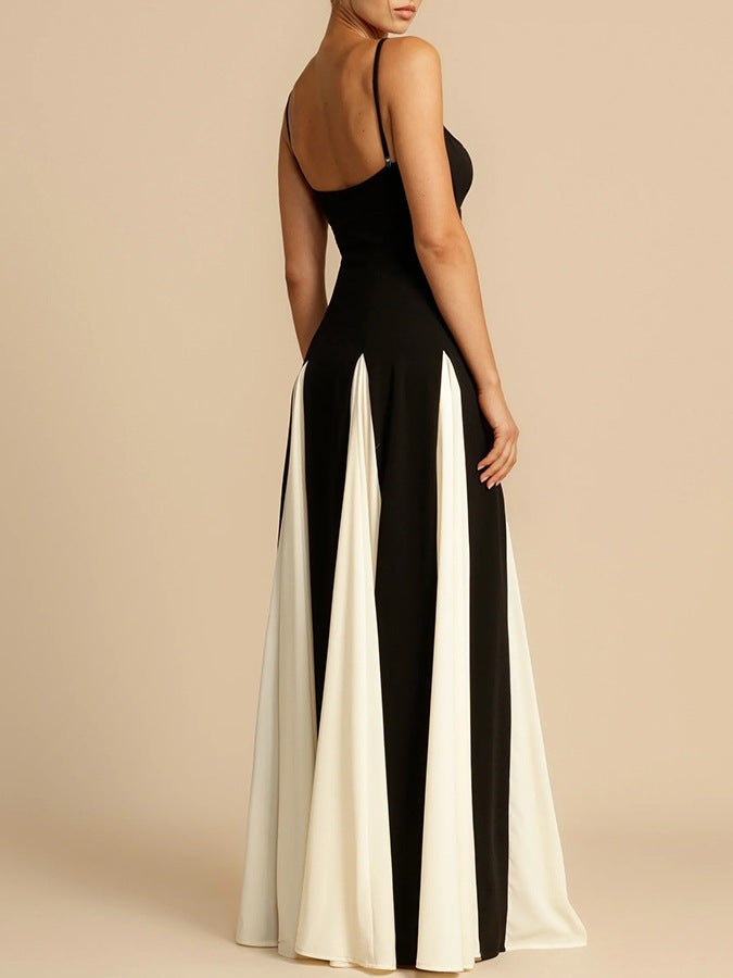Off-Shoulder Patchwork Flowy Maxi Dress