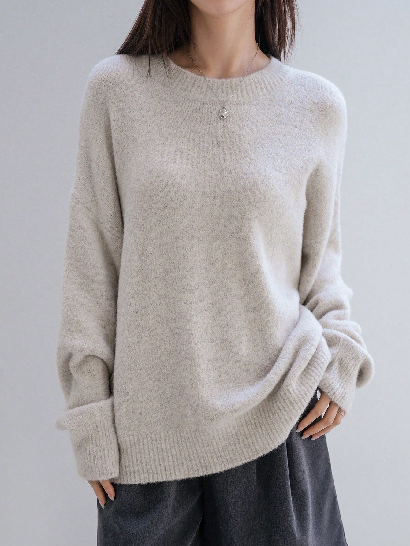 Relaxed Fit Crewneck Knit Sweater