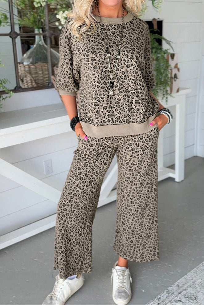 Women's Leopard Print Two Piece Set