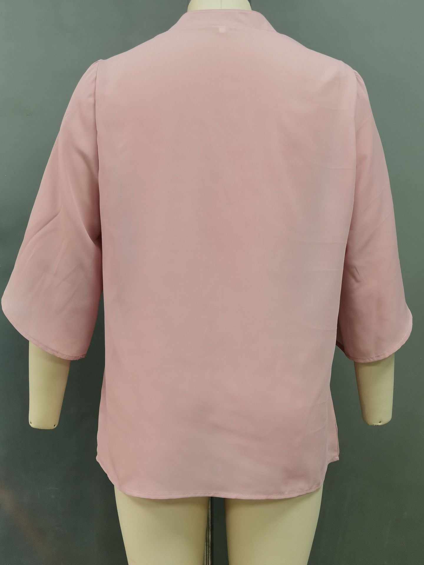 Women's Loose V-Neck Chiffon Blouse Solid Casual Top