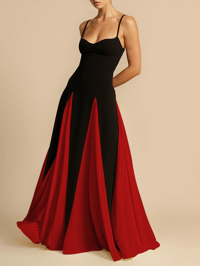 Off-Shoulder Patchwork Flowy Maxi Dress