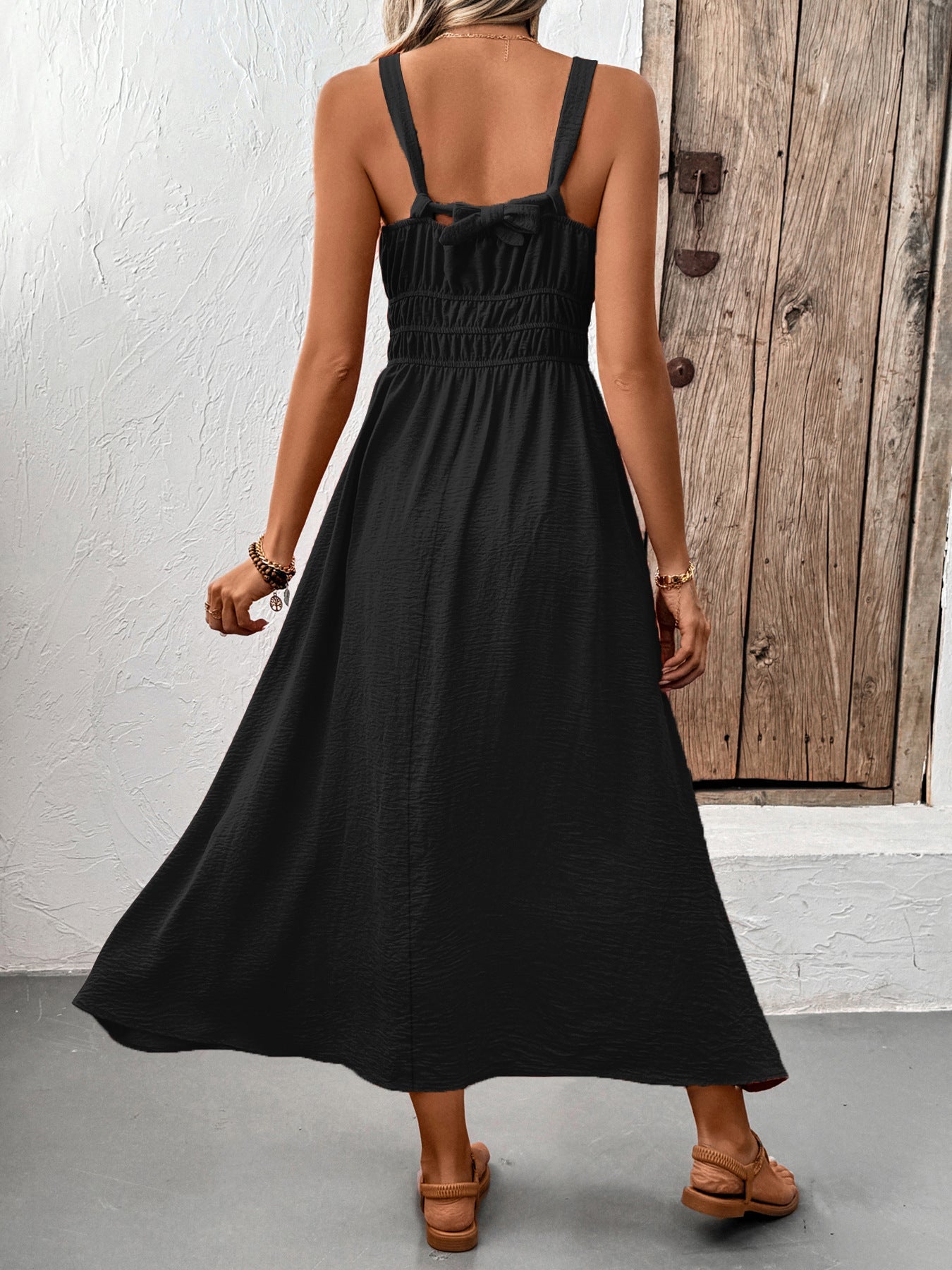 Women's Textured Sleeveless Pleated Cami Dress