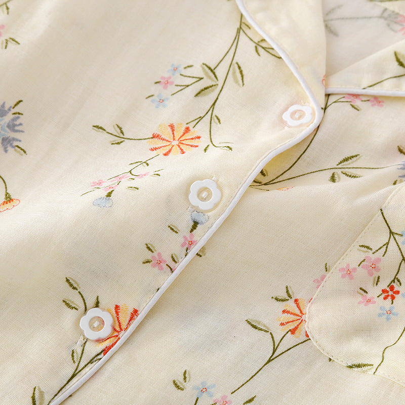 Women's Cotton Floral Gauze Kimono Pajama Set
