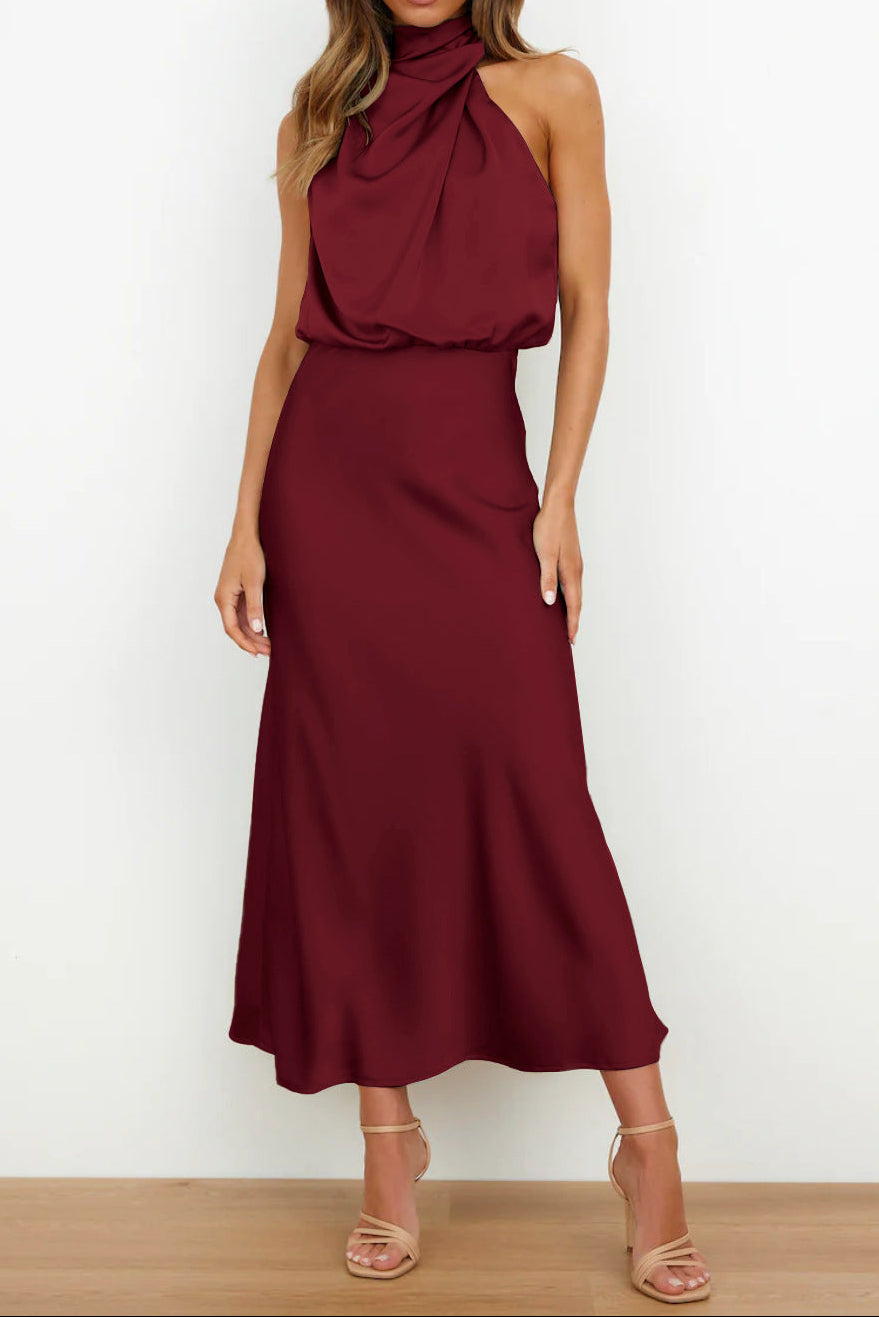 Satin Sleeveless Elegant Evening Dress