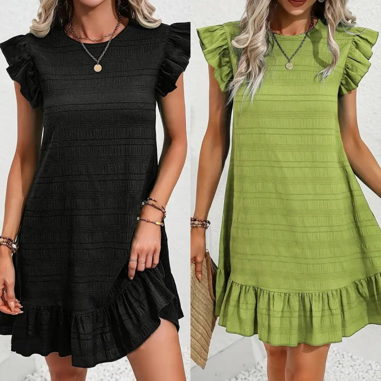 Ruffle Sleeve and Hem Dress