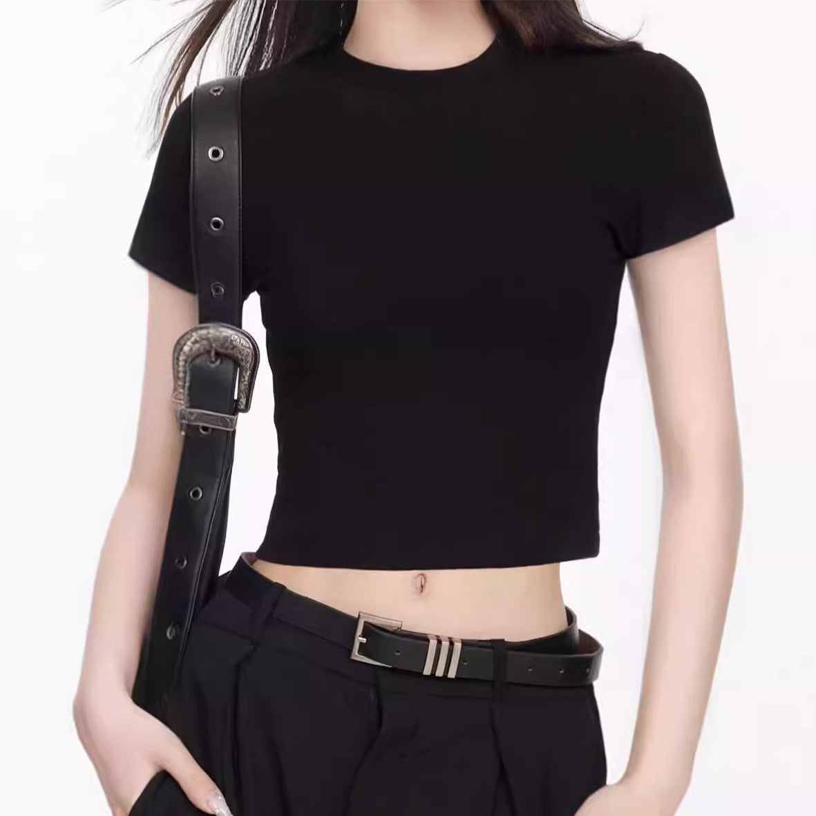 Basic White Short-Sleeve Crop Top
