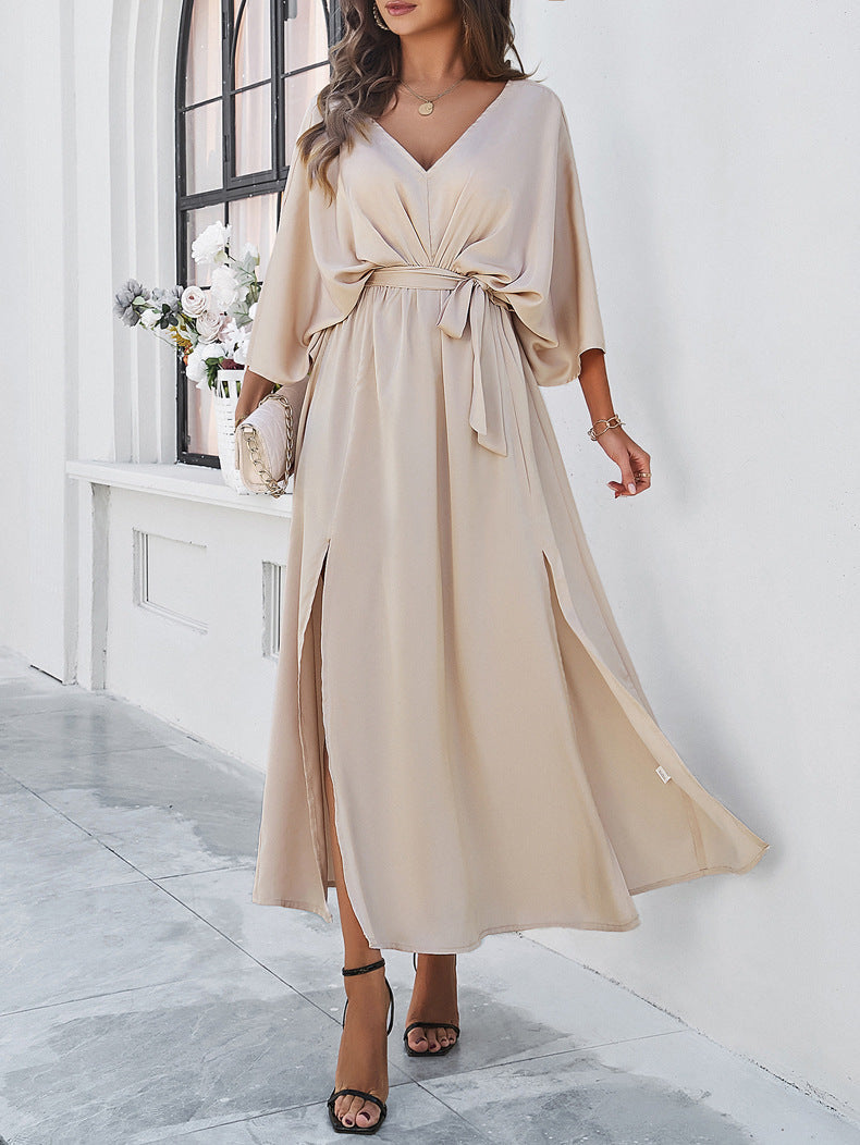 High Waist V Neck Loose Elegant Dress