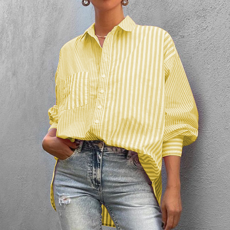 Striped Button-Down Oversized Shirt
