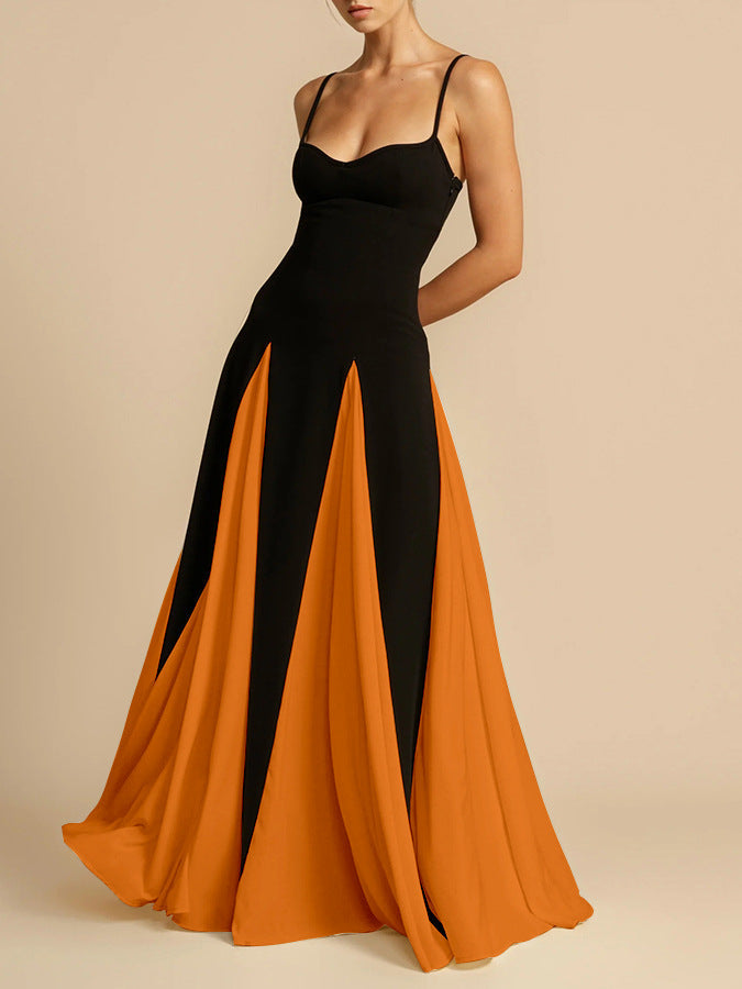 Off-Shoulder Patchwork Flowy Maxi Dress