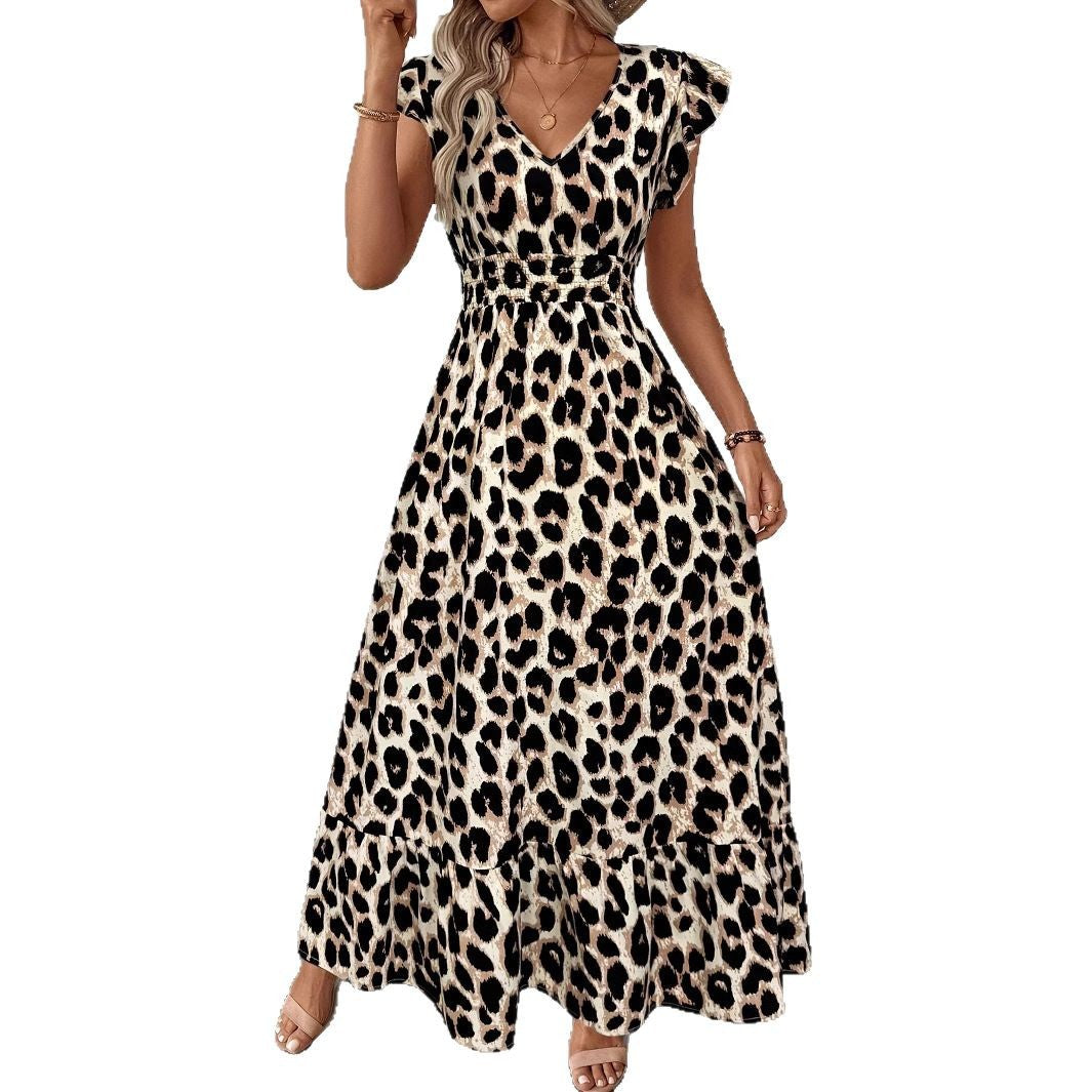 Leopard Print Ruffled Maxi Dress