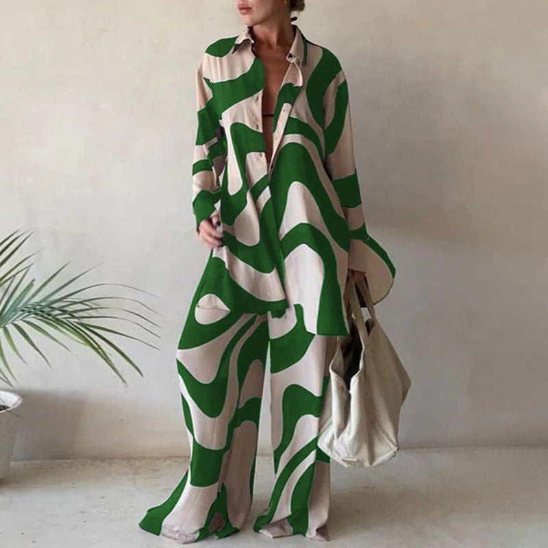 Printed Relaxed Fit Long Sleeve Pants Set