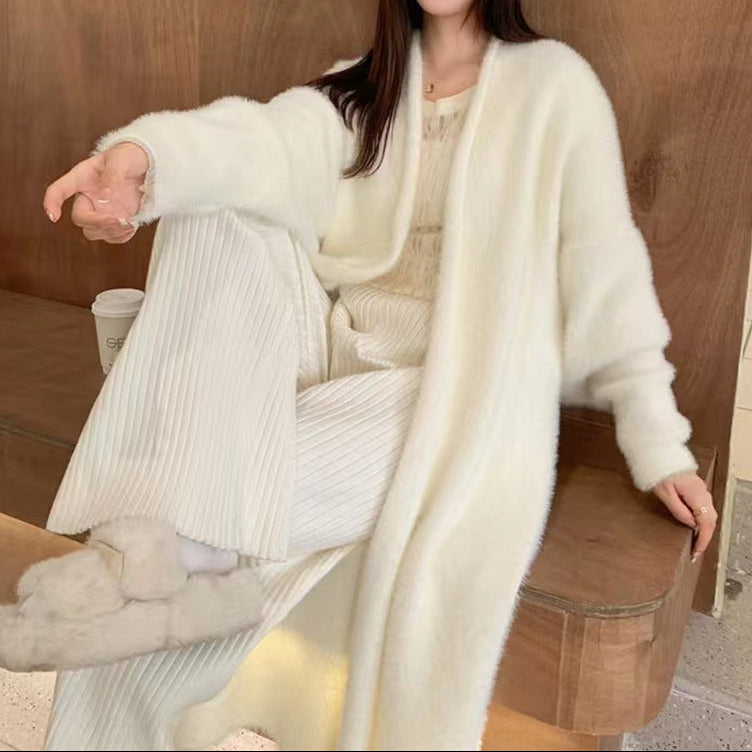 Long Fuzzy Knit Cardigan Sweater