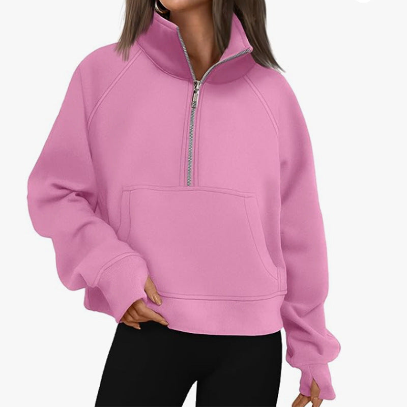 Raglan Sleeve Half Zip Fleece Pullover