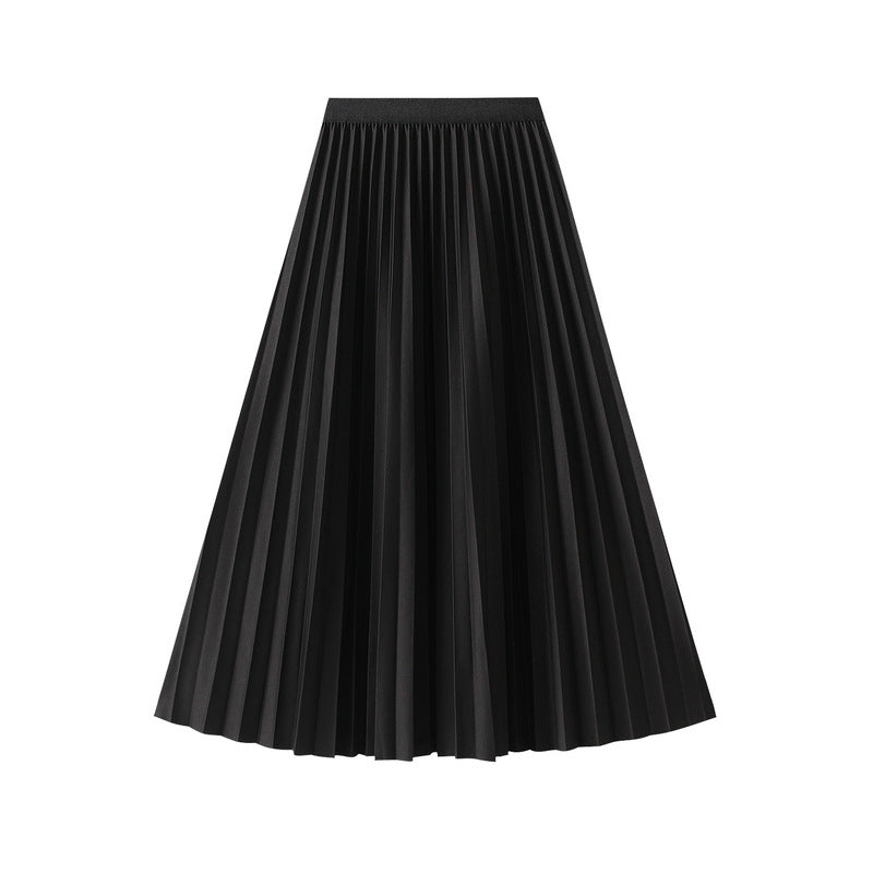 Elastic High-Waist Pleated Skirt