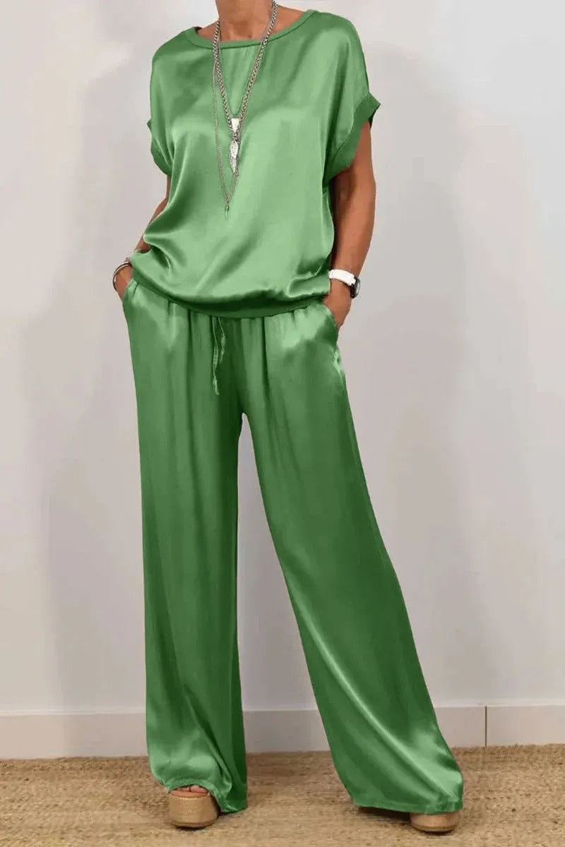 Relaxed Shirt and Wide-Leg Pants Casual Set