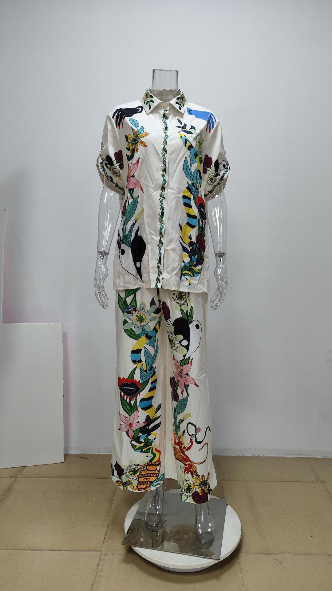 Printed Shirt and Pants Relaxed Set