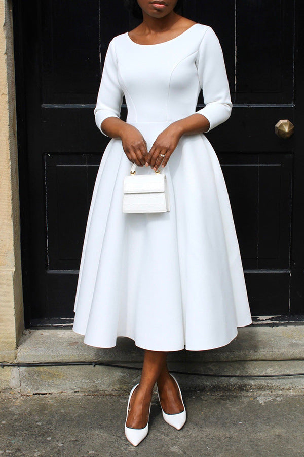Solid U-Neck Pocket Maxi Dress