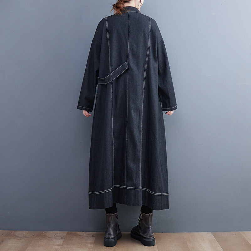 Oversized Denim Trench Shirt Dress