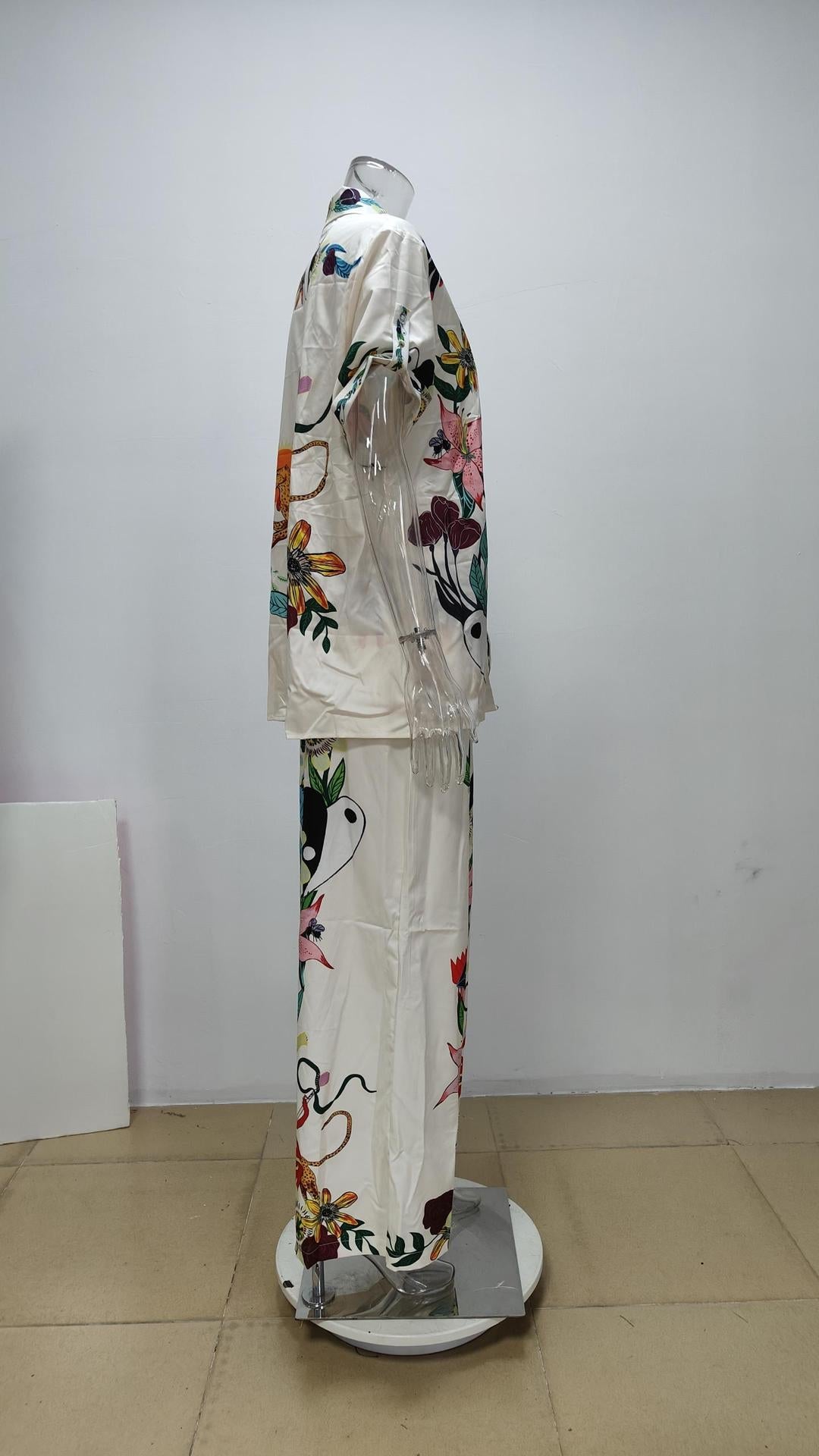 Printed Shirt and Pants Relaxed Set