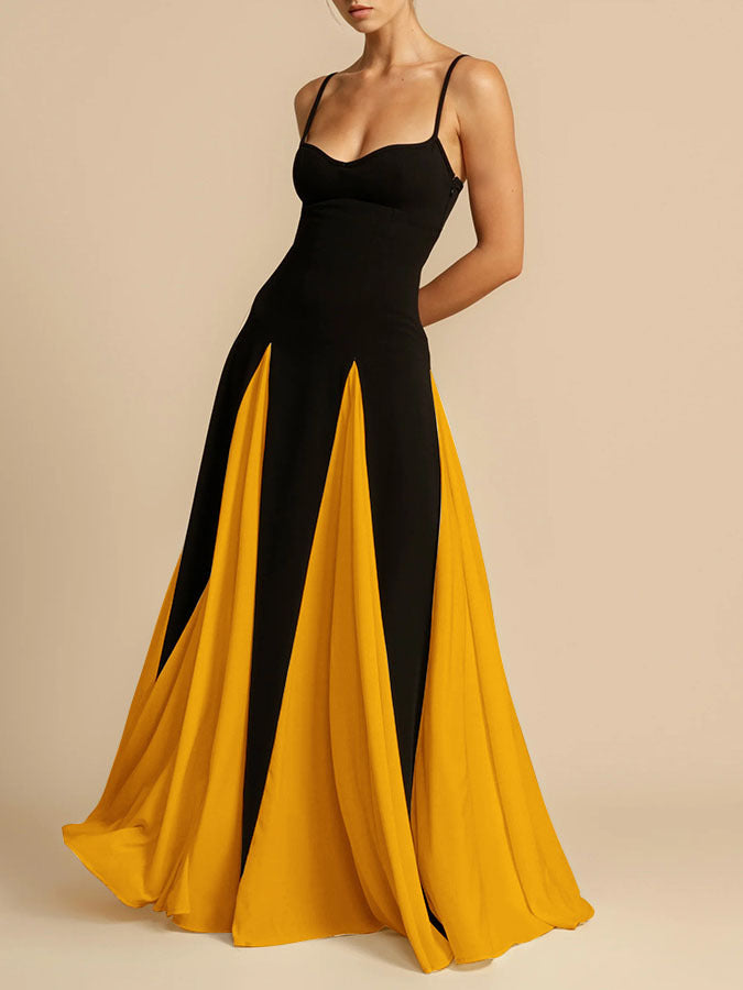 Off-Shoulder Patchwork Flowy Maxi Dress