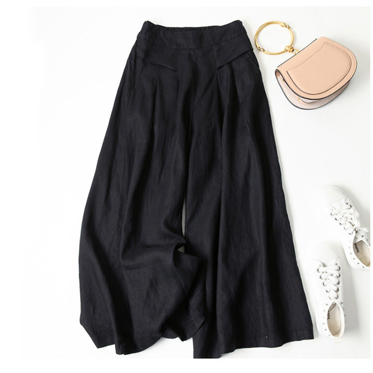 Cotton Wide-Leg Cropped Skort Pants