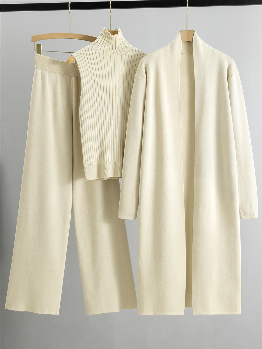 Women’s Knit Three-Piece Cardigan and Pants Set
