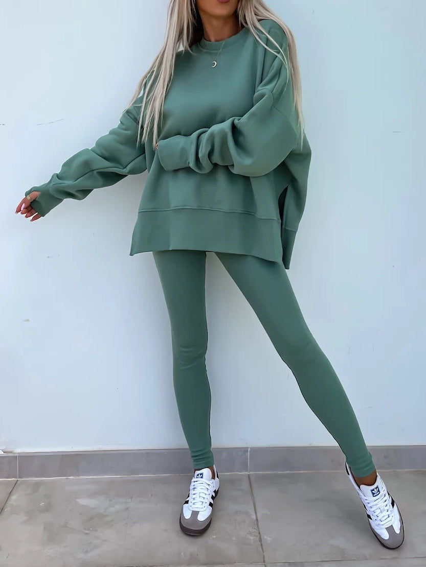 Women’s Oversized Sweatshirt and Leggings Set – Casual Tops for Women, Two-Piece Lounge Outfit