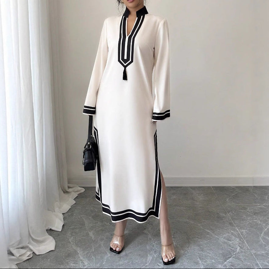 Side Slit Long Sleeve Beach Dress