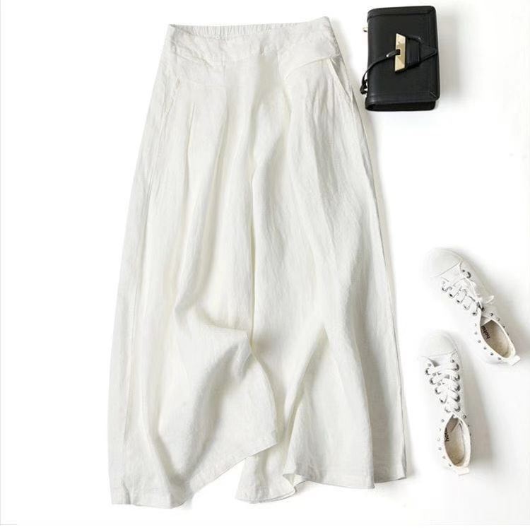 Cotton Wide-Leg Cropped Skort Pants