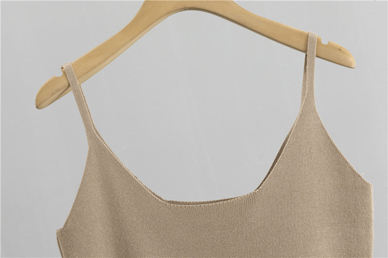 Knit Cardigan Camisole and Wide-Leg Pants Set