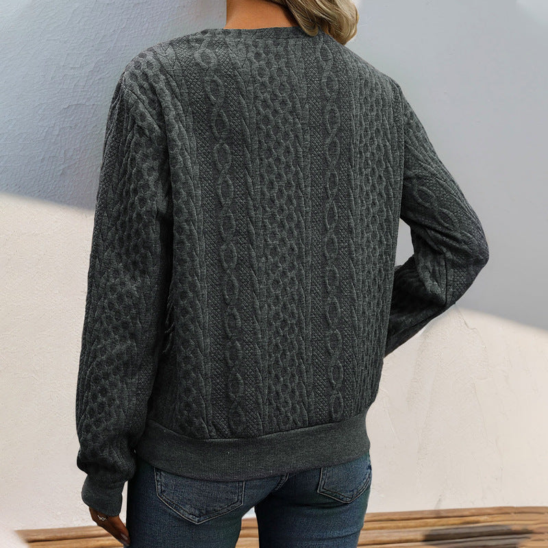 Cable Knit Button-Up Sweater