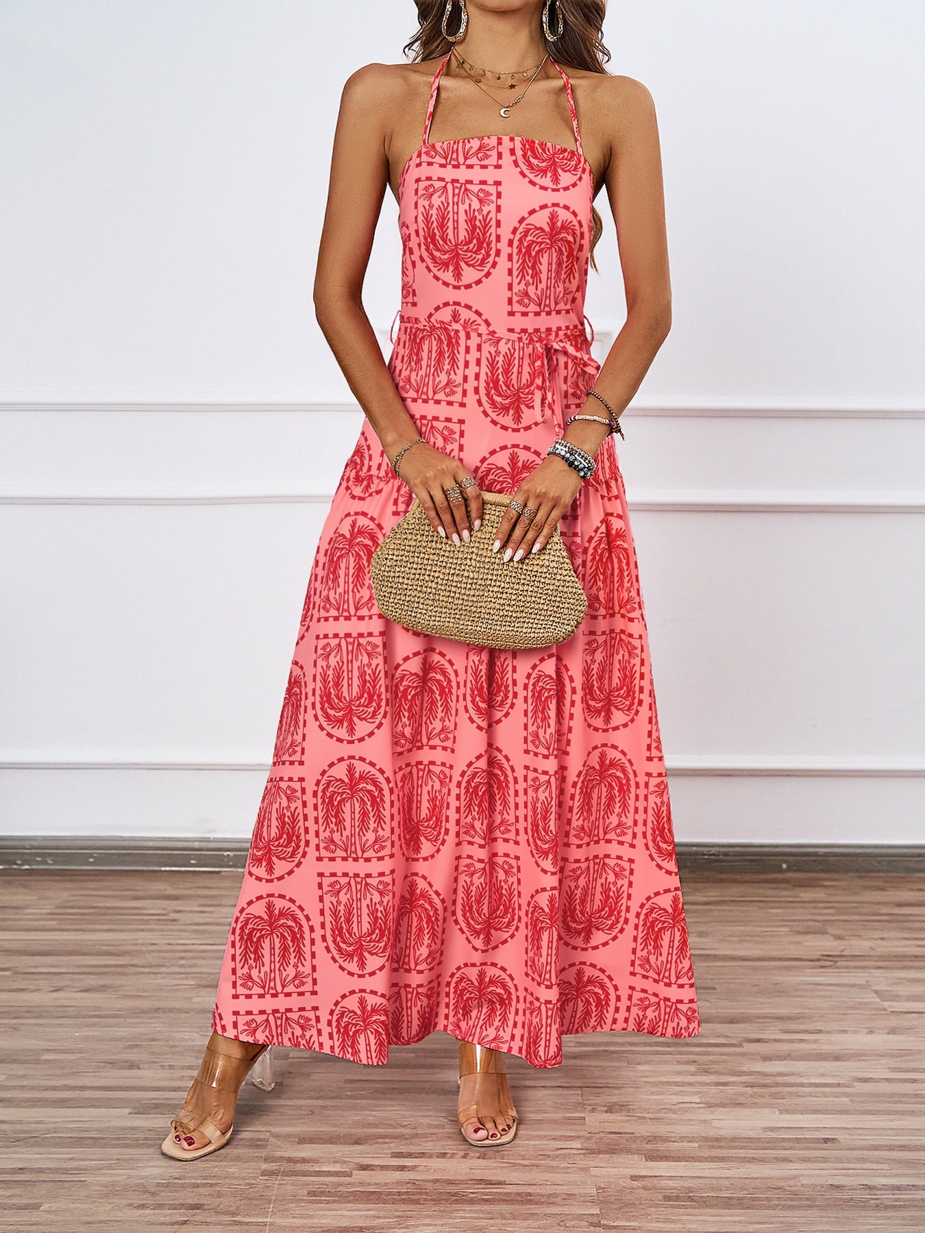 Halter Print Beach Vacation Dress for Women