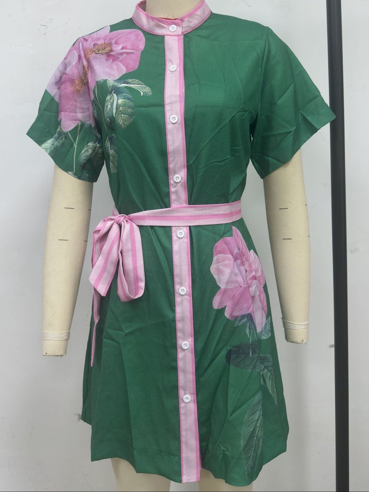 Printed Tie Waist Casual Dress