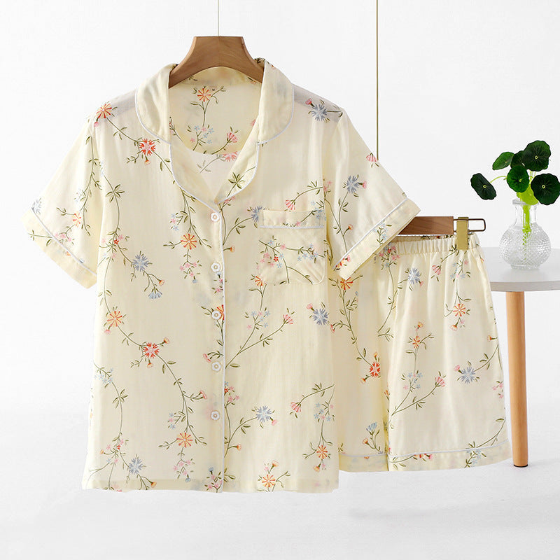 Women's Cotton Floral Gauze Kimono Pajama Set