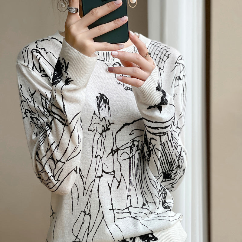 Ink Print Lightweight Knit Cardigan