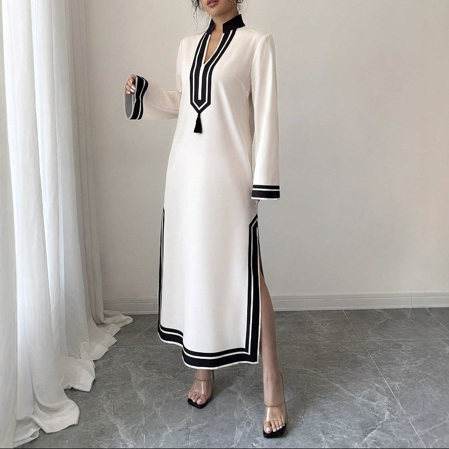 Side Slit Long Sleeve Beach Dress