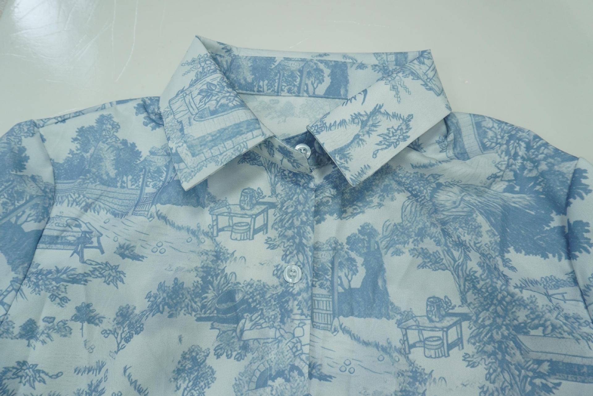 Shirt and Wide Leg Pants Two Piece Set