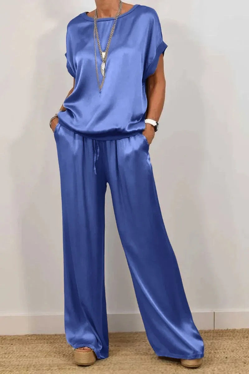 Relaxed Shirt and Wide-Leg Pants Casual Set