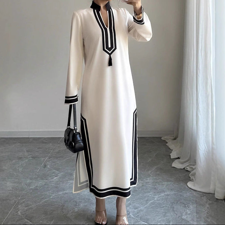 Side Slit Long Sleeve Beach Dress