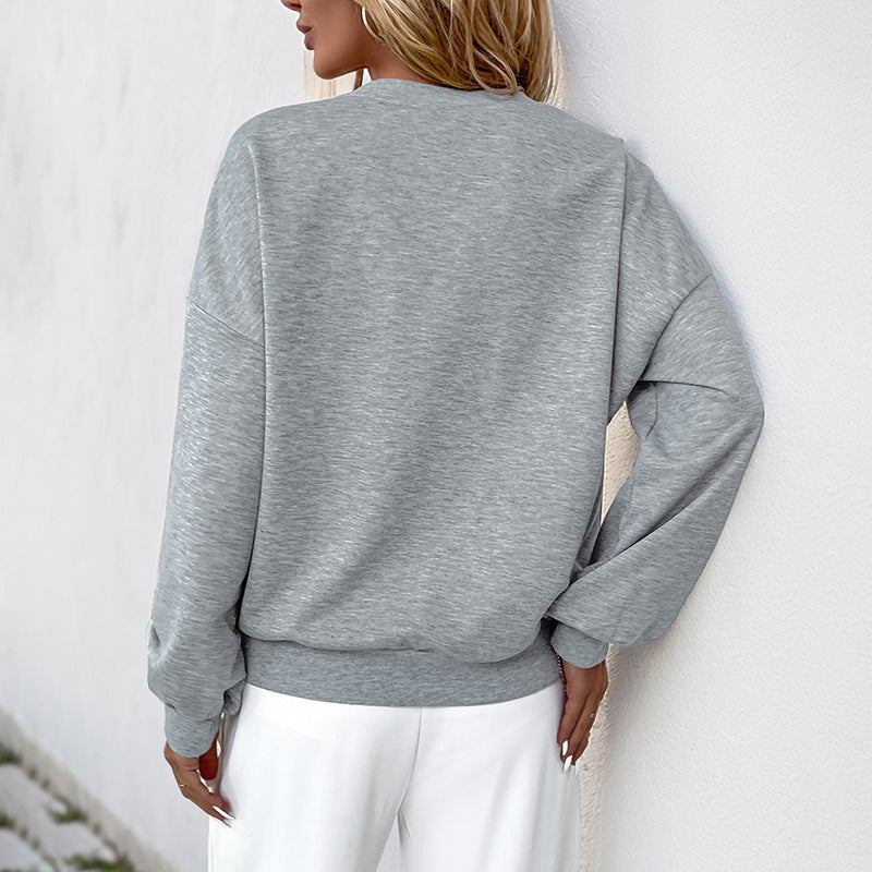 Pearl Cutout Flower Crewneck Sweatshirt