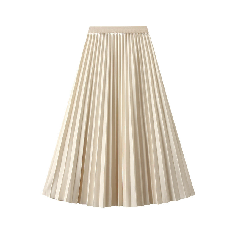 Elastic High-Waist Pleated Skirt