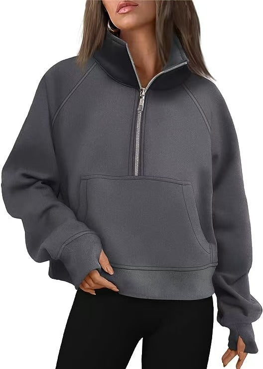 Raglan Sleeve Half Zip Fleece Pullover