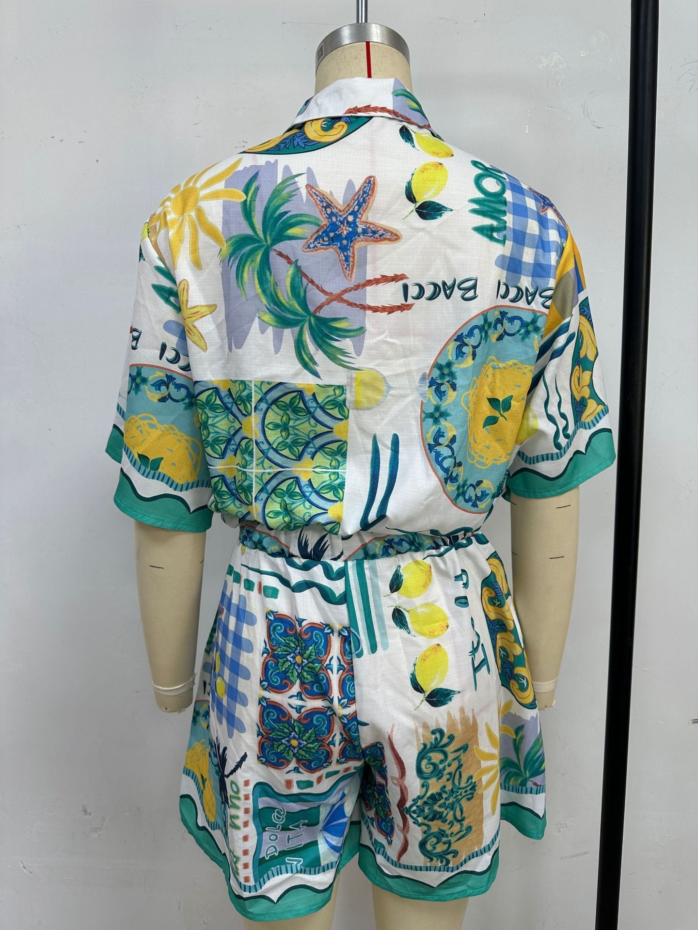 Women's Floral Print Tie Strap Lace Trim Romper