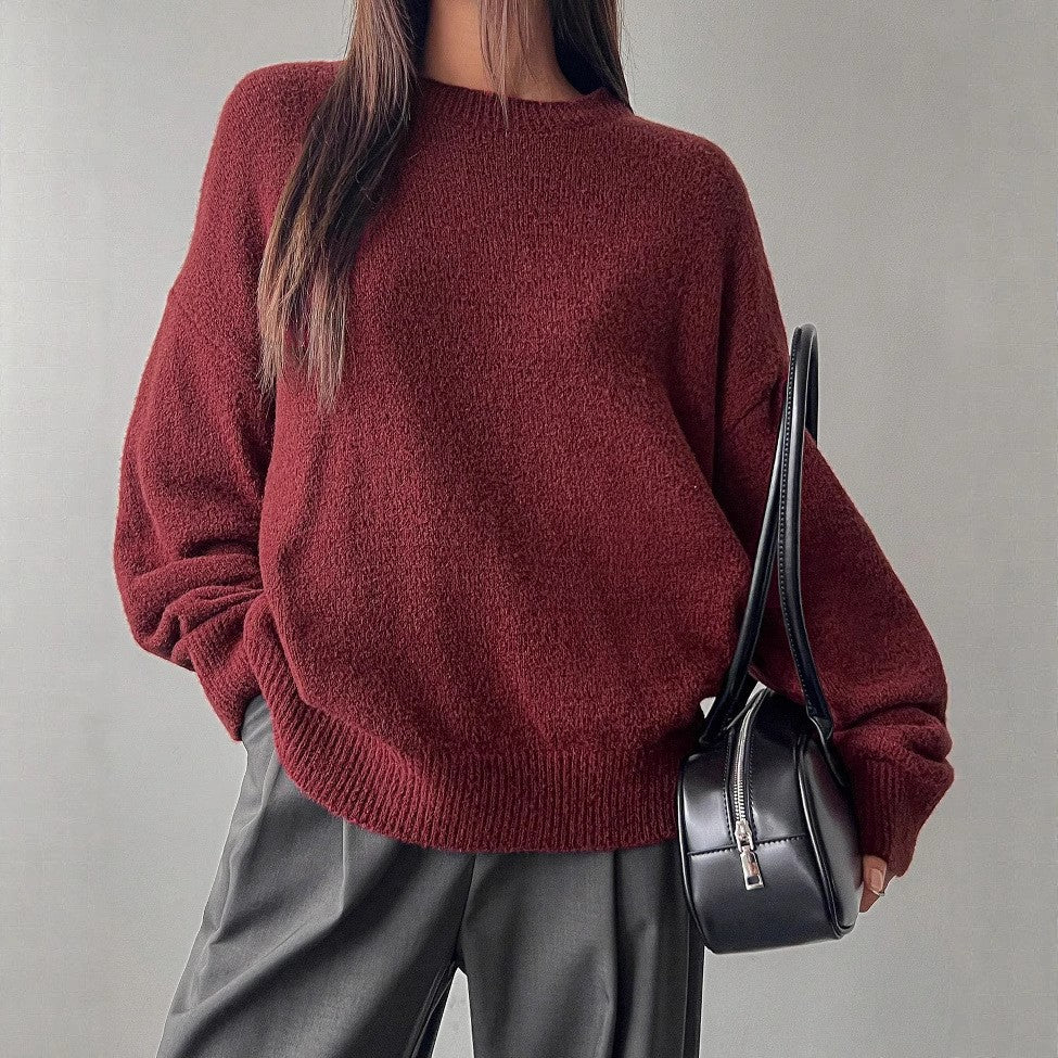 Relaxed Fit Crewneck Knit Sweater