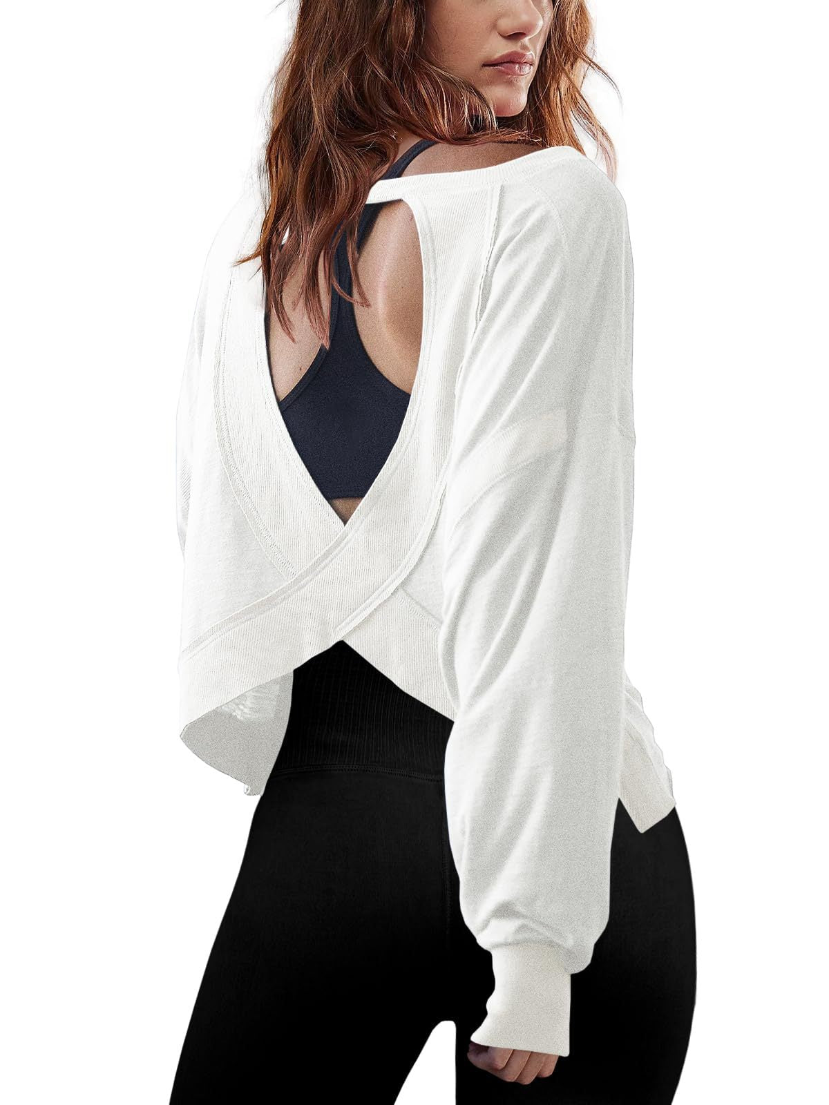 Backless Hollow Crop Long Sleeve T-Shirt