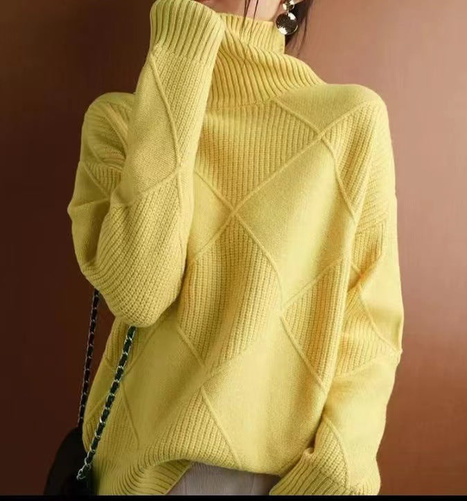 Diamond Pattern Knit Pullover Sweater