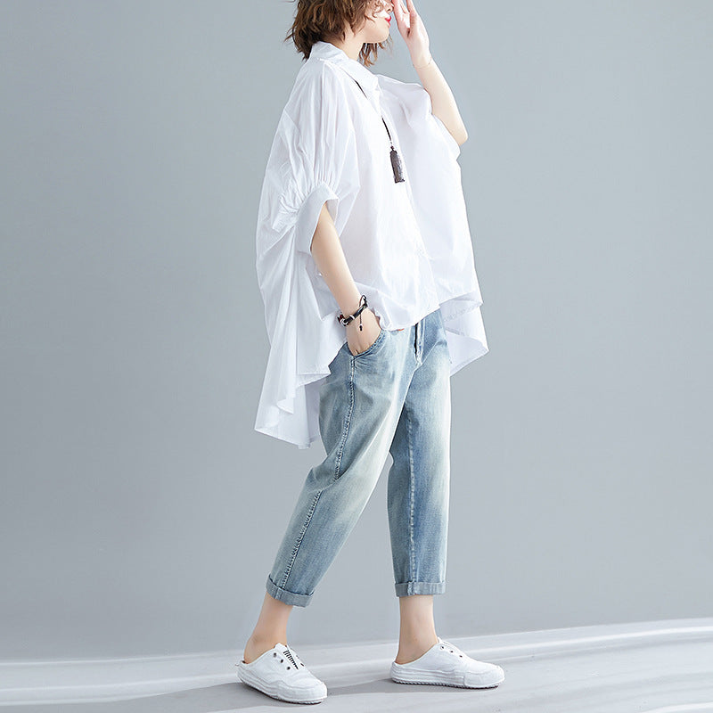 Plus Size Loose High-Low Casual Shirt