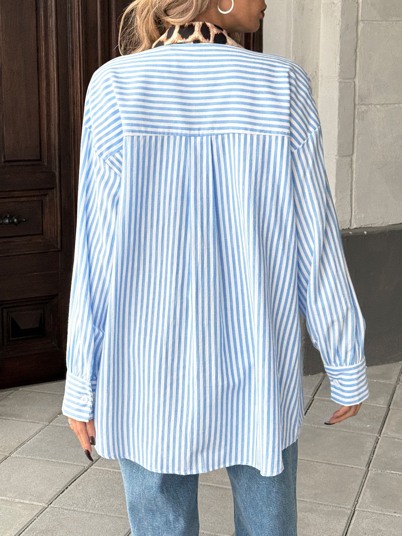 Printed Striped Patchwork Casual Shirt